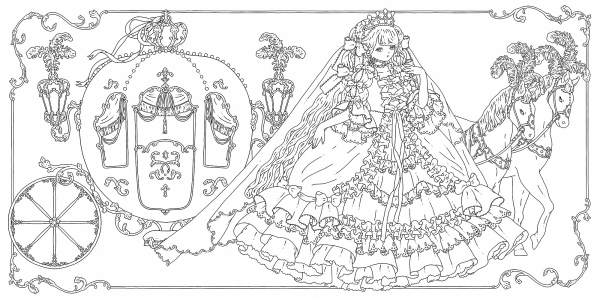 Fairy tale. Japanese coloring book