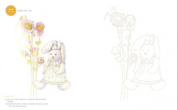 Flower and Doll Art Coloring Book