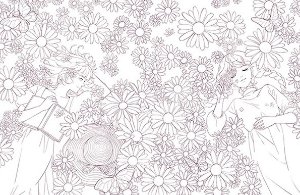 Flower and Girl Coloring Book Vol 2