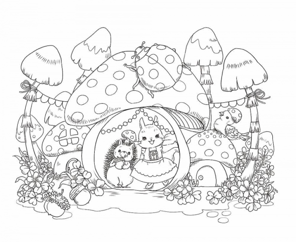 Journey Through a Fairy Tale with Little Friends in the Forest Coloring Book
