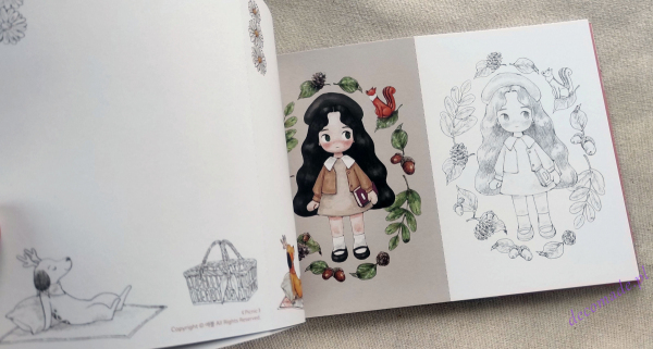 Little Forest Girl's Coloring Postcard Book